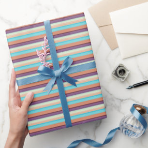 Niedlich-blaubraune Streifen Geschenkpapier