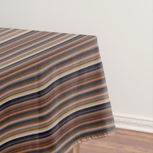 Niedlich-blaubraune Streifen Tischdecke (Beispiel)