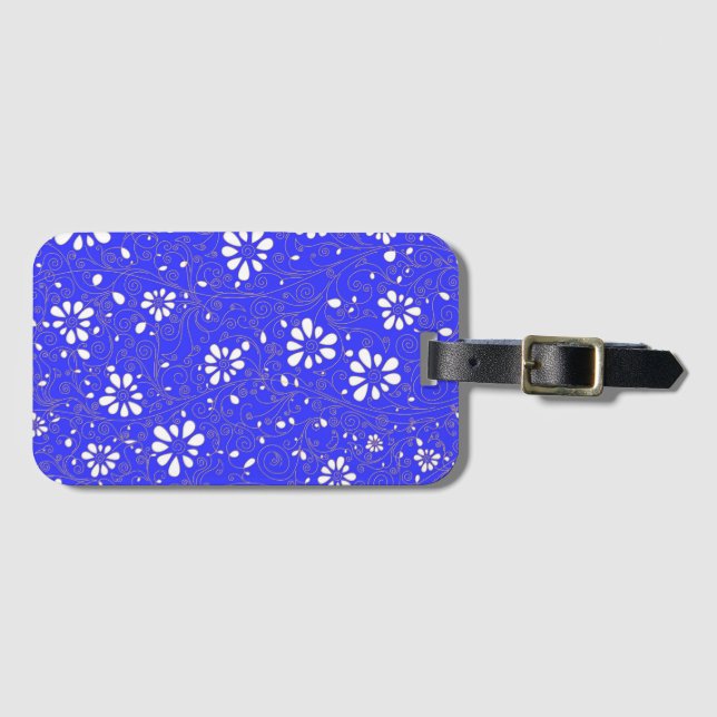 Niedlich-blaue Blume Gepäckanhänger (Vorderseite (Horizontal))