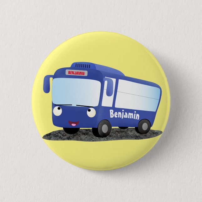 Niedlich-blaue Cartoon-Abbildung Button (Vorderseite)