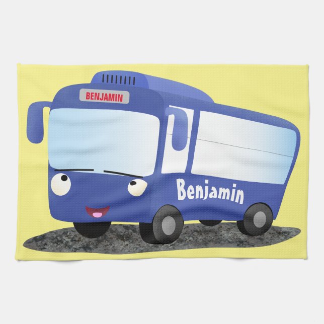 Niedlich-blaue Cartoon-Abbildung Geschirrtuch (Horizontal)