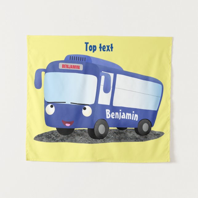 Niedlich-blaue Cartoon-Abbildung Wandteppich (Vorderseite (Horizontal))