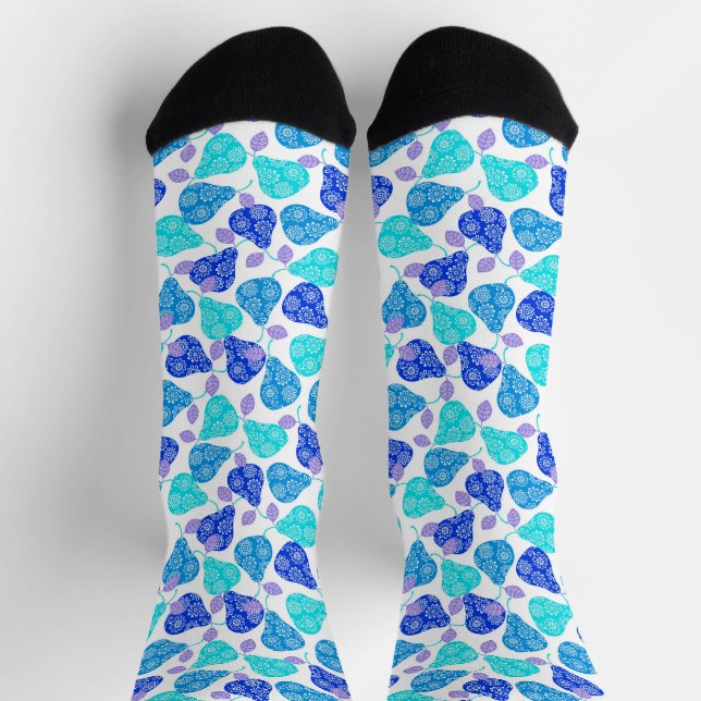 Niedlich-blaue" dekorative Birnen-Muster-Dartschei Socken (Oben)