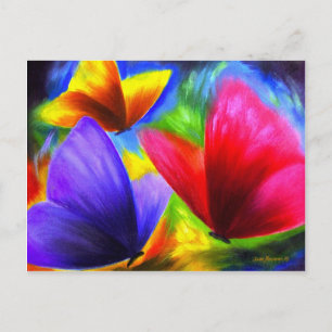 Niedlich-Blaue-Gelbe-Schmetterlingsblende-Illustra Postkarte