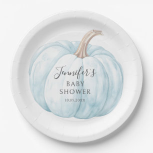 Niedlich-blaue Kürbis-Babydusche Pappteller