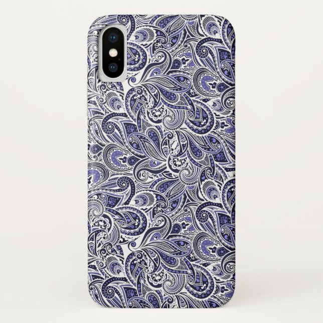 Niedlich-blaue Paisley-Muster Case-Mate iPhone Hülle (Rückseite)