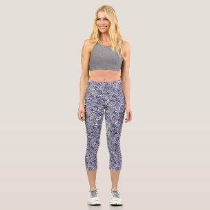 Niedlich-blaue Paisley-Muster Designlizenz pl Capri Leggings