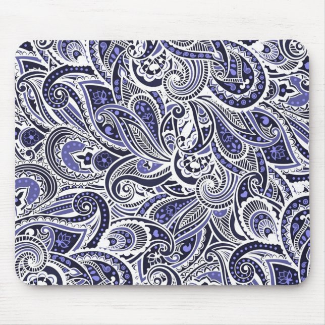 Niedlich-blaue Paisley-Muster Mousepad (Vorne)