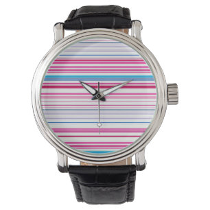 Niedlich-blaue Rosa Streifen Armbanduhr