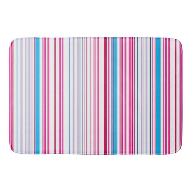 Niedlich-blaue Rosa Streifen Badematte (Vorderseite)