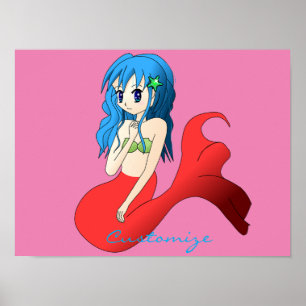 Niedlich blauer Meerjungfrau Thunder_Cove Poster
