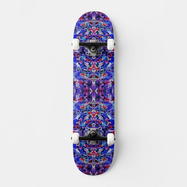 Niedlich-blaues abstraktes Bild Skateboard (Vorderseite)