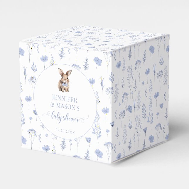 Niedlich-blaues Osterkaninchen Babydusche Gefällig Geschenkschachtel (Vorderseite)