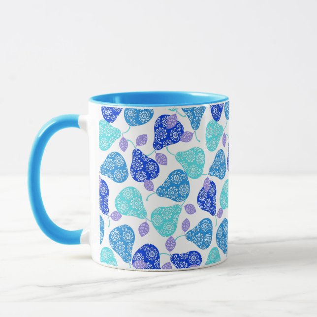 Niedlich-blaues Zierbirnenmuster Tasse (Links)