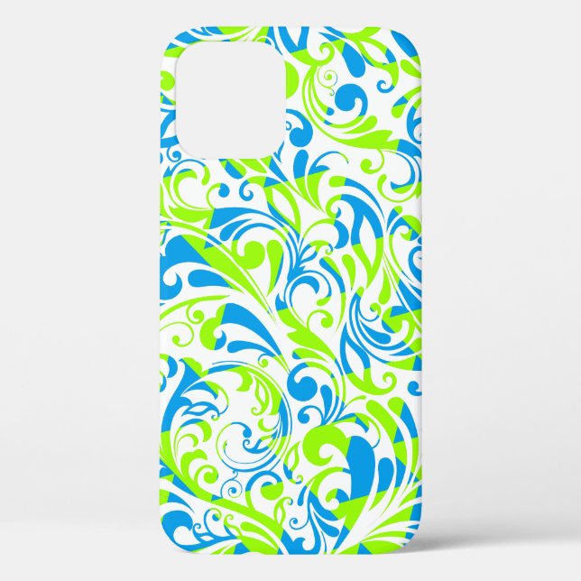 Niedlich-blaugrüne gemischte Blumenmuster Case-Mate iPhone Hülle (Rückseite)