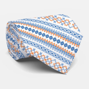 Niedlich-blauorange-Aztekenmotiv-Muster Krawatte