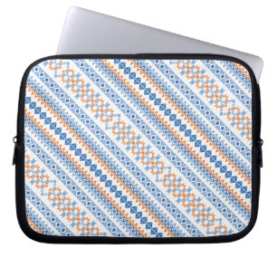 Niedlich-blauorange-Aztekenmotiv-Muster Laptopschutzhülle