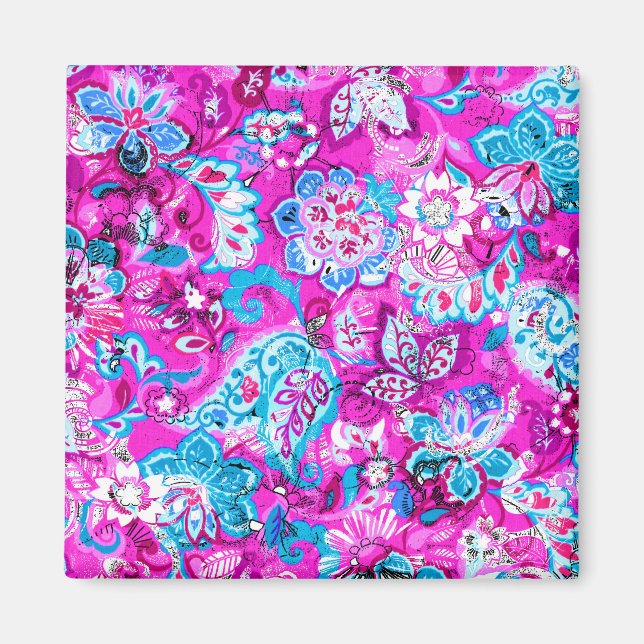 Niedlich-blaurosa Blume Magnet (Vorne)