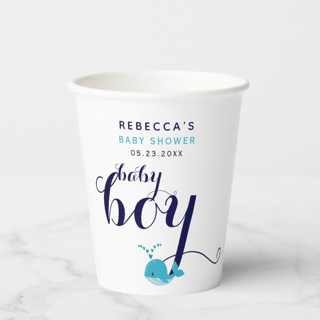 Niedlich-Blauwal-Thema Kinderdusche Pappbecher (Vorderseite)