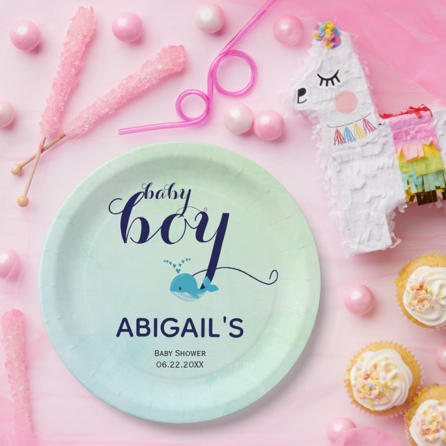 Niedlich-Blauwal-Thema Kinderdusche Pappteller (Party)
