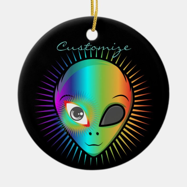 Niedlich Blinkende Alien Head Thunder_Cove Keramik Ornament (Vorne)