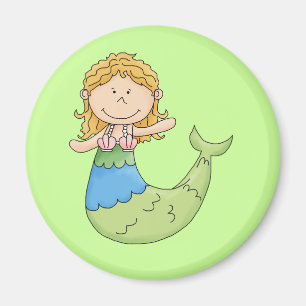 Niedlich Blond Mermaid Girl Fish Design Magnet