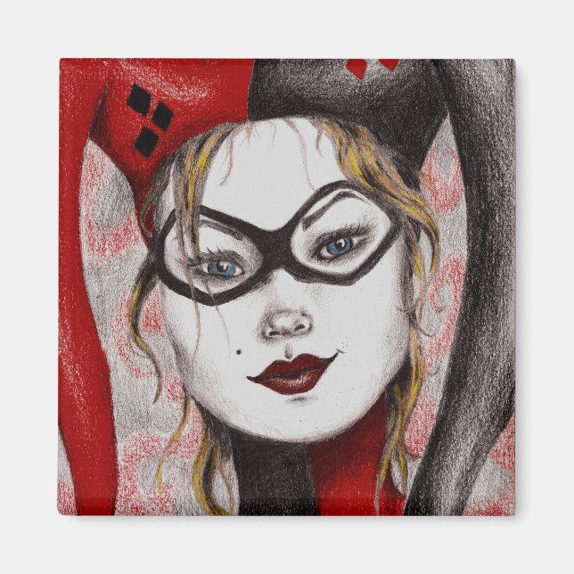 Niedlich Blonde Jester Girl Art Magnet (Vorne)