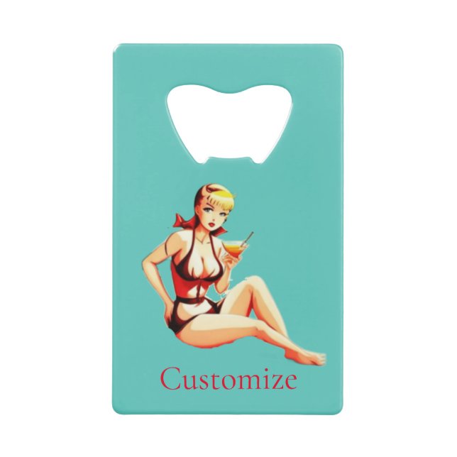 Niedlich Blonde Martini Bikini Girl Thunder_Cove Geldbeutel Flaschenöffner (Vorderseite)