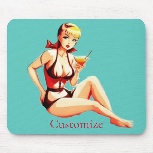 Niedlich Blonde Martini Bikini Girl Thunder_Cove Mousepad (Vorne)