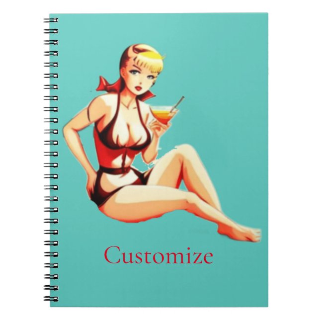 Niedlich Blonde Martini Bikini Girl Thunder_Cove Notizblock (Vorderseite)