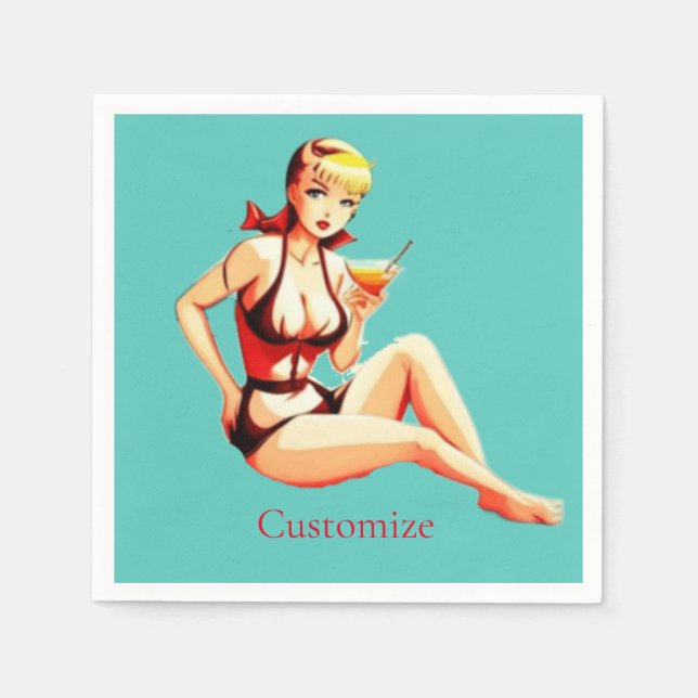 Niedlich Blonde Martini Bikini Girl Thunder_Cove Serviette (Vorderseite)