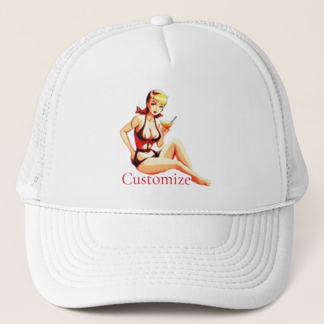 Niedlich Blonde Martini Bikini Girl Thunder_Cove Truckerkappe (Vorderseite)