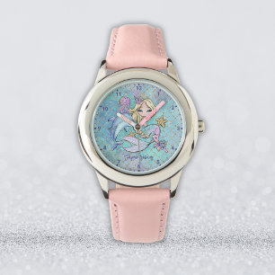 Niedlich Blonde Mermaid Personalisiert Girl Armbanduhr