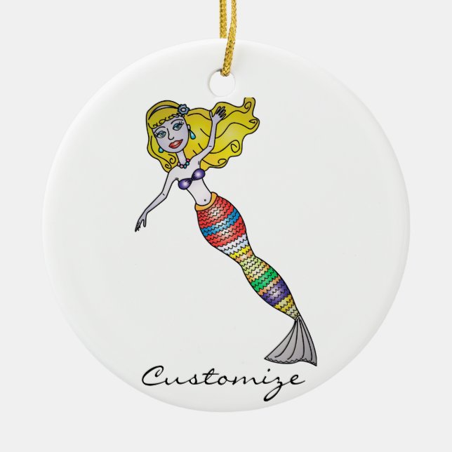 Niedlich Blonde Mermaid Thunder_Cove Keramik Ornam Keramik Ornament (Vorne)