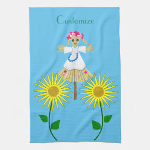 Niedlich Blonde Pigtails Scarecrow Geschirrtuch