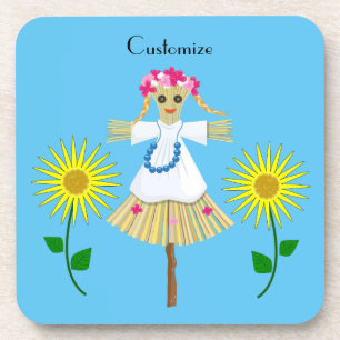 Niedlich Blonde Pigtails Scarecrow Getränkeuntersetzer