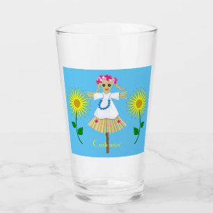 Niedlich Blonde Pigtails Scarecrow Glas