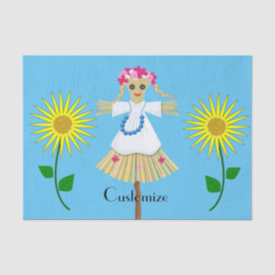 Niedlich Blonde Pigtails Scarecrow Seidenpapier