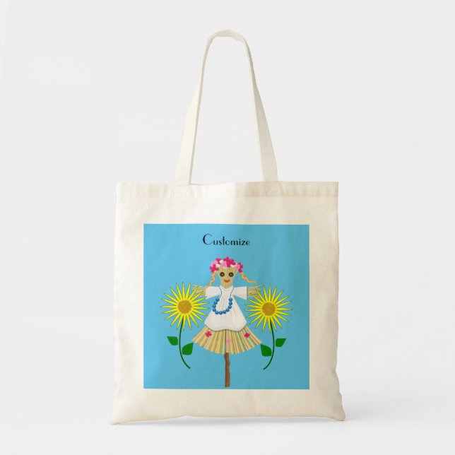 Niedlich Blonde Pigtails Scarecrow Tragetasche (Vorne)