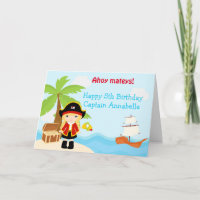 Niedlich Blonde Pirate Girl in Red Birthday Party