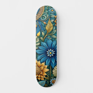 Niedlich Blue Abstrakt Sunflower Design Wide Stree Skateboard