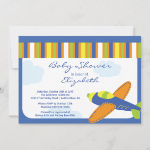 Niedlich Blue Airplane Boy Baby Shower Einladung
