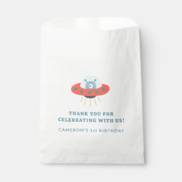 Niedlich Blue Alien Spaceship 1. Geburtstag Custom Geschenktütchen