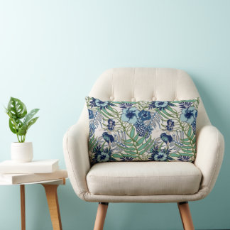 Niedlich Blue Aquamarin Türkise Green Hawaiian Flo Lendenkissen