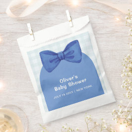 Niedlich Blue Arch Gingham Kariert Bow Boy Baby Du Geschenktütchen
