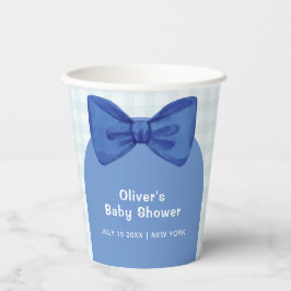Niedlich Blue Arch Gingham Kariert Bow Boy Baby Du Pappbecher