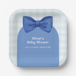 Niedlich Blue Arch Gingham Kariert Bow Boy Baby Du Pappteller