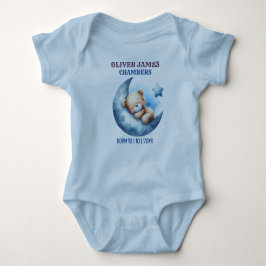 Niedlich Blue Baby Bear Crescent Moon Strampler