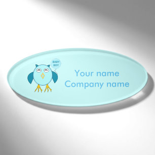 Niedlich Blue Baby Bowl Owl Personalisierter Name Namenschild