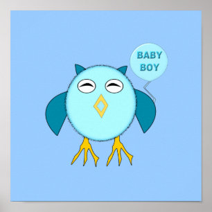 Niedlich Blue Baby Bowl Owl Poster